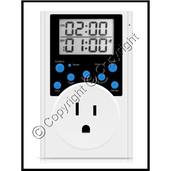 Digital Continuous Interval Timer 1800W Mushroom Growing Timers